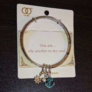 Nautical Charm Bracelet in Silver and Teal